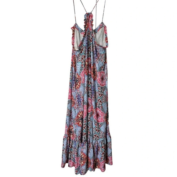NWT Gap Floral Paisley Ruffle Trim Maxi Dress Boho Beach Coastal - Picture 2 of 8